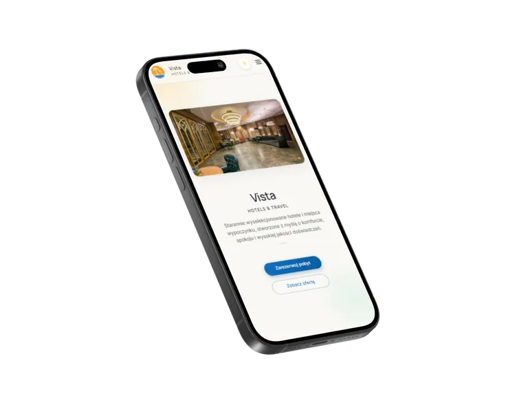 Mockup mobilny projektu Vista prezentowany w widoku telefonu