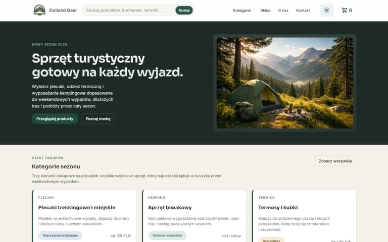 Outland Gear — sklep e-commerce ze sprzętem turystycznym